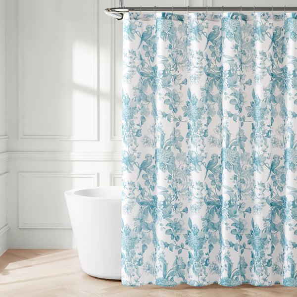 Lush Decor Bird And Hydrangea Toile Shower Curtain