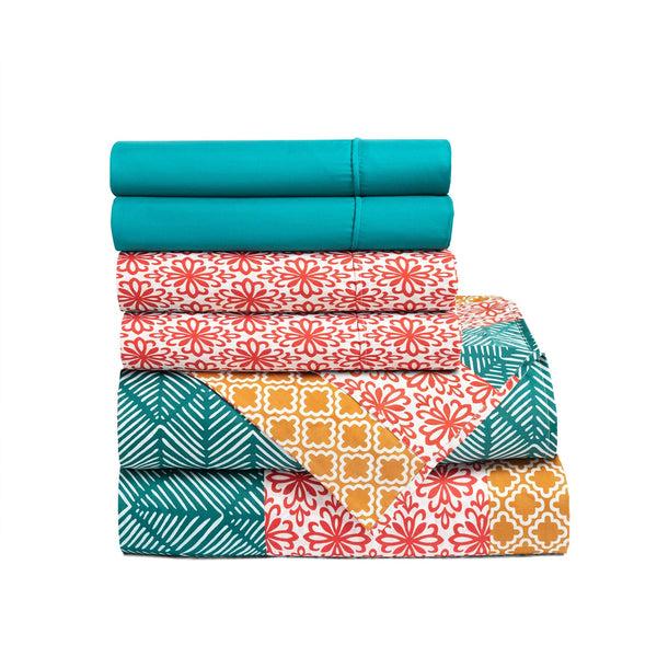 Lush Decor Bohemian Stripe 6 Piece Soft Sheet Set