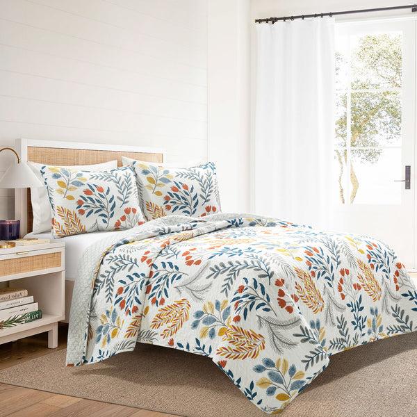 Lush Decor Boho Botanical Floral Quilt 3 Piece Set