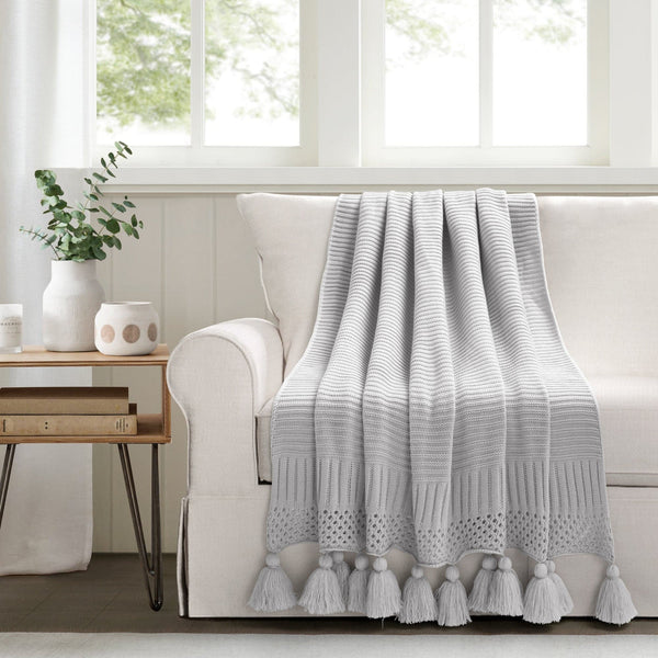 Lush Decor Boho Knitted Tassel Throw