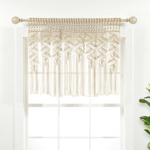 Lush Decor Boho Macrame Leaf Cotton Valance