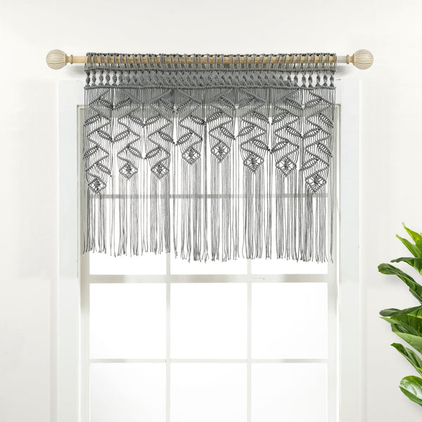 Lush Decor Boho Macrame Leaf Cotton Valance