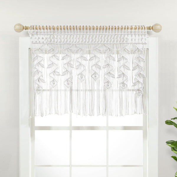 Lush Decor Boho Macrame Leaf Cotton Valance