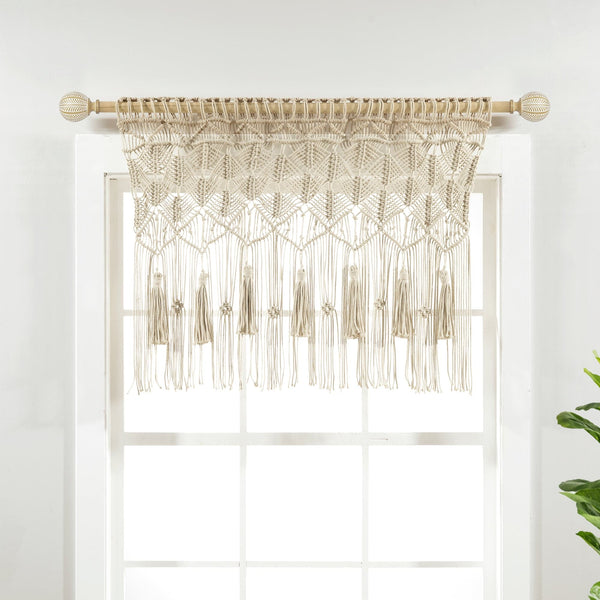 Lush Decor Boho Macrame Tassel Cotton Valance