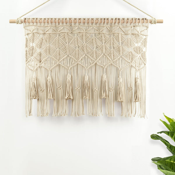 Lush Decor Boho Macrame Tassel Cotton Valance