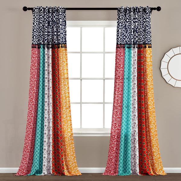 Lush Decor Boho Patch Window Curtain Panel Set
