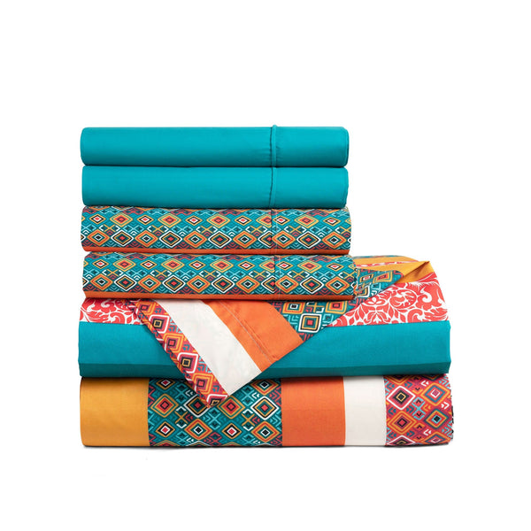 Lush Decor Boho Stripe 6 Piece Soft Sheet Set