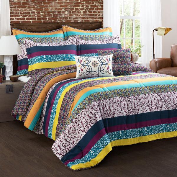 Lush Decor Boho Stripe 7 Piece Comforter Set