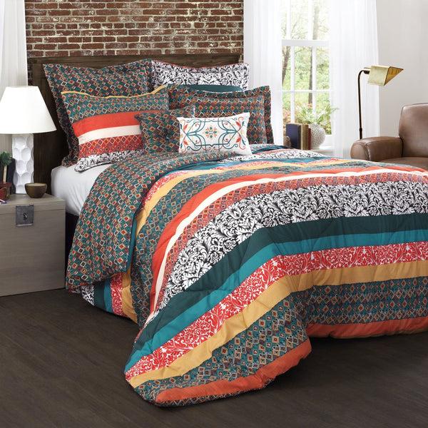 Lush Decor Boho Stripe 7 Piece Comforter Set