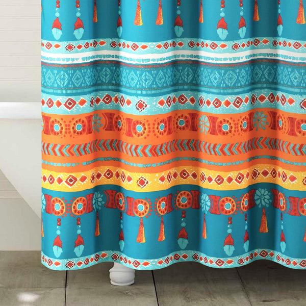 Lush Decor Boho Watercolor Border Shower Curtain