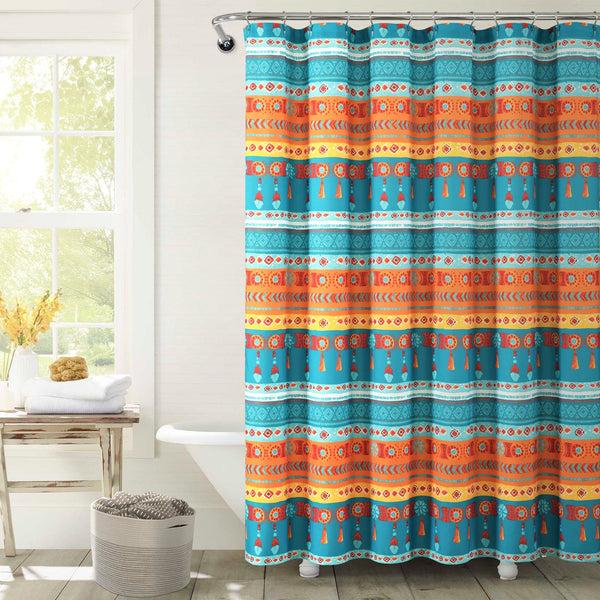 Lush Decor Boho Watercolor Border Shower Curtain