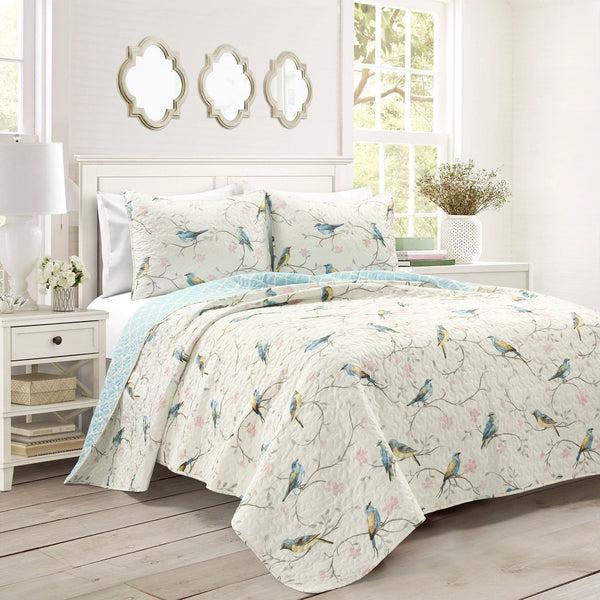 Lush Decor Botanical Bird & Flower Quilt 3 Piece Set