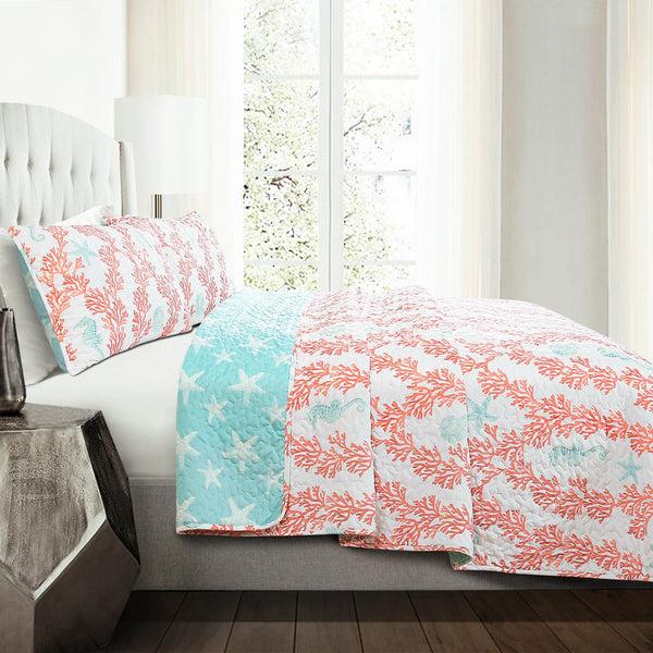 Lush Decor Dina Coral Quilt 3 Piece Set