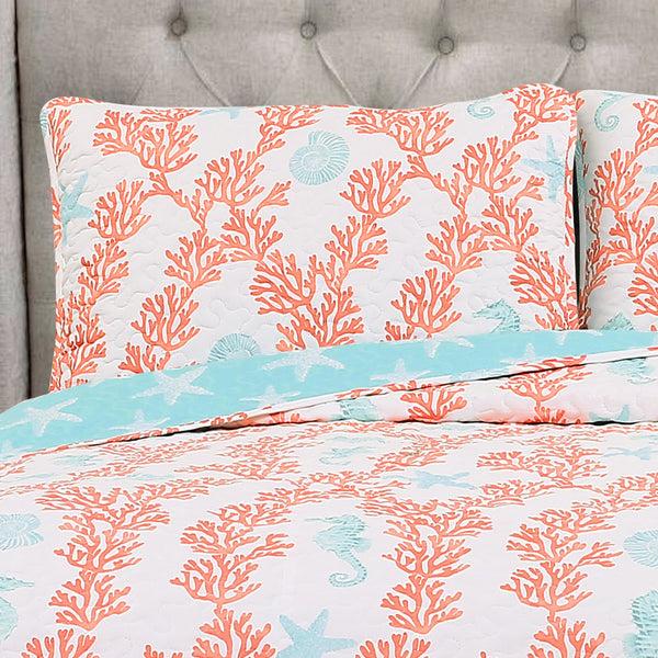 Lush Decor Dina Coral Quilt 3 Piece Set