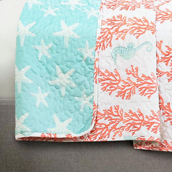 Lush Decor Dina Coral Quilt 3 Piece Set