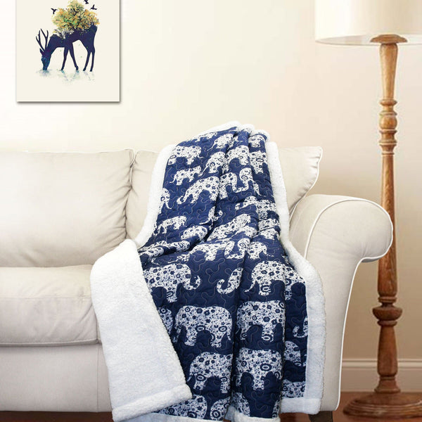 Lush Decor Elephant Parade Sherpa Throw