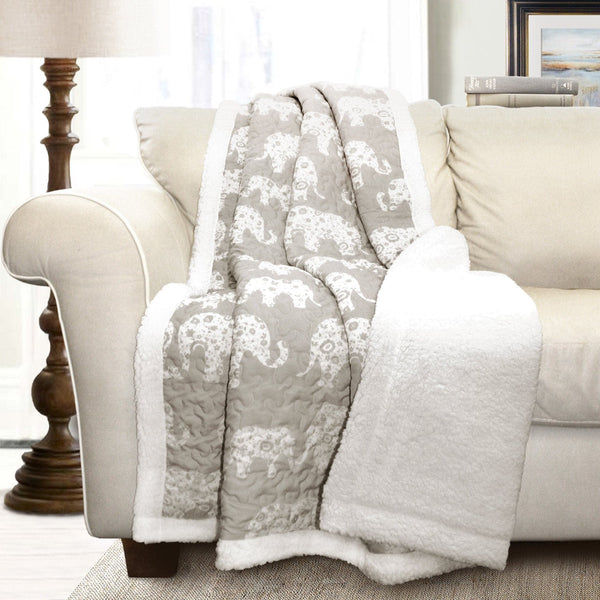 Lush Decor Elephant Parade Sherpa Throw