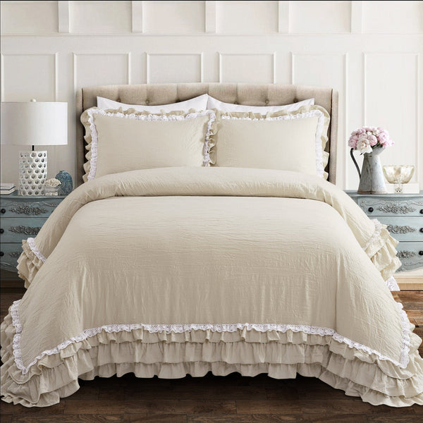 Lush Decor Ella Ruffle Lace 3 Piece Comforter Set