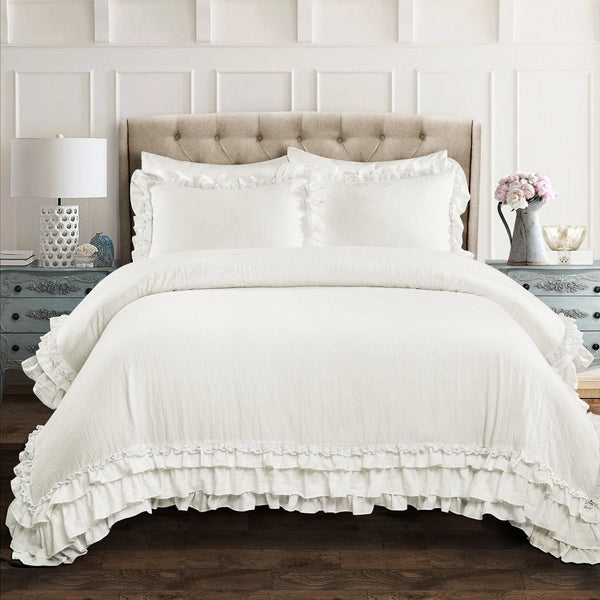 Lush Decor Ella Ruffle Lace 3 Piece Comforter Set