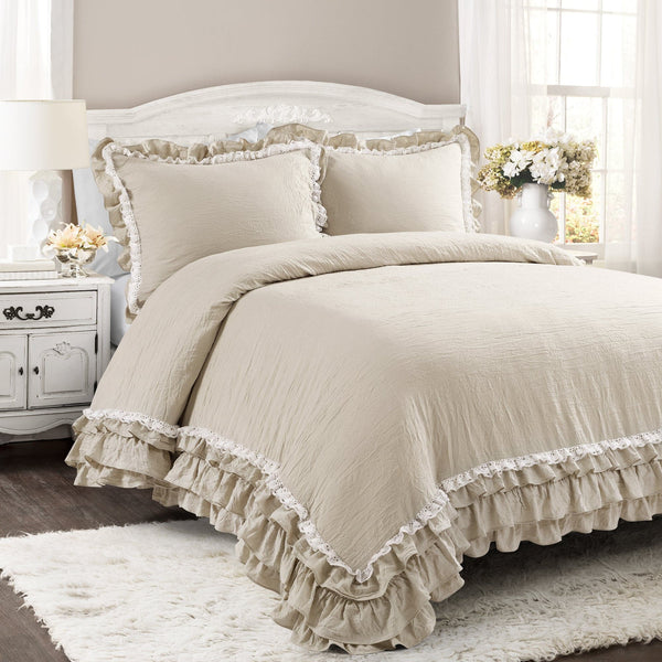 Lush Decor Ella Ruffle Lace 3 Piece Comforter Set