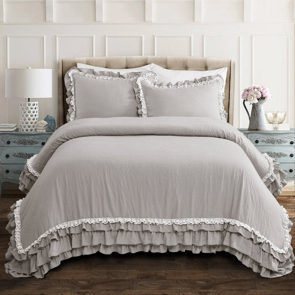 Lush Decor Ella Ruffle Lace 3 Piece Comforter Set