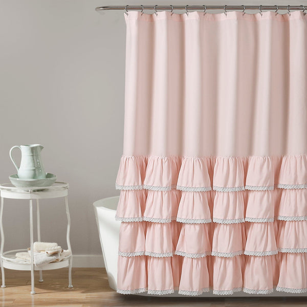 Lush Decor Ella Ruffle Lace Shower Curtain