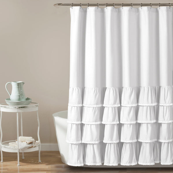 Lush Decor Ella Ruffle Lace Shower Curtain