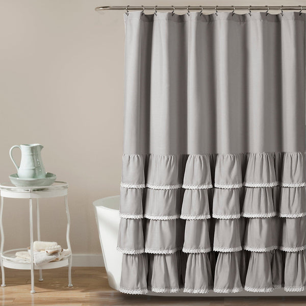 Lush Decor Ella Ruffle Lace Shower Curtain