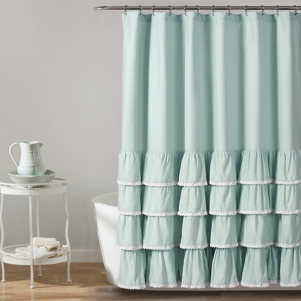 Lush Decor Ella Ruffle Lace Shower Curtain