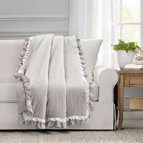 Lush Decor Ella Ruffle Lace Throw