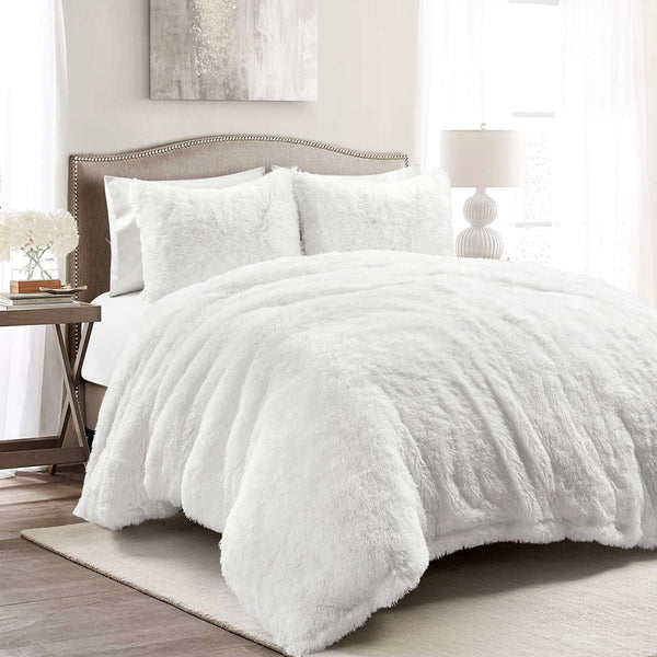 Lush Decor Emma Faux Fur Duvet Cover 3 Piece Set