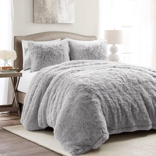 Lush Decor Emma Faux Fur Duvet Cover 3 Piece Set