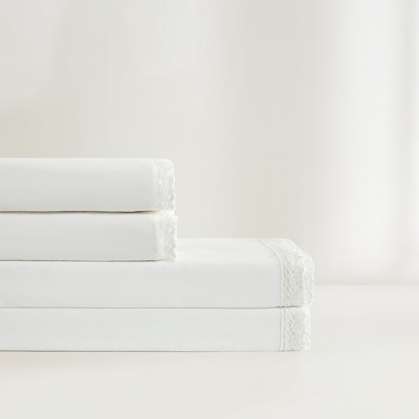 Lush Decor Evelyn Lace Trim Cotton Sheet Set