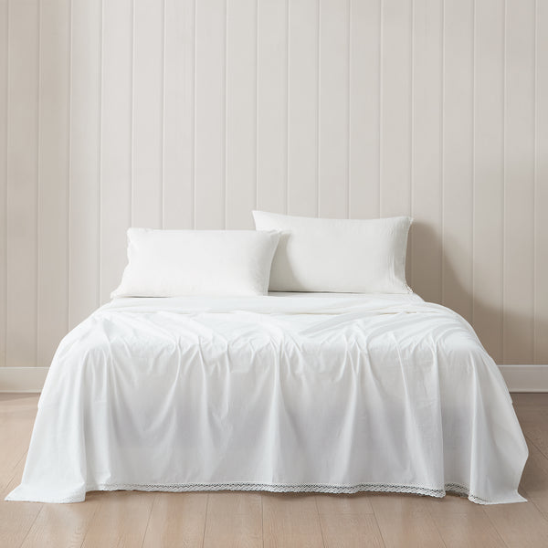 Lush Decor Evelyn Lace Trim Cotton Sheet Set