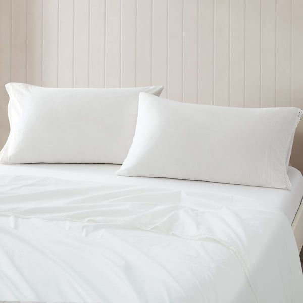 Lush Decor Evelyn Lace Trim Cotton Sheet Set