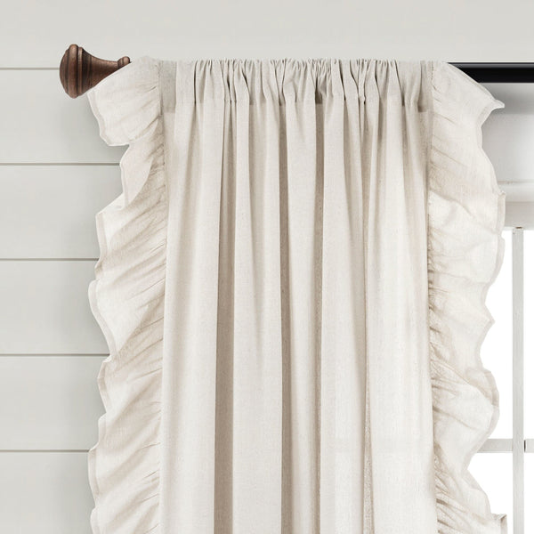 Lush Decor Faux Linen Ruffle Window Curtain Panel
