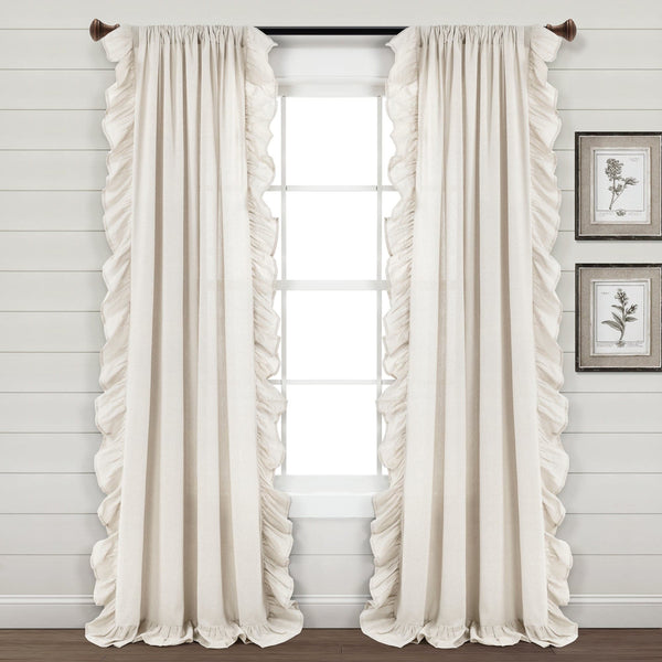 Lush Decor Faux Linen Ruffle Window Curtain Panel