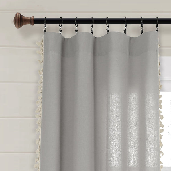 Lush Decor Faux Linen Tassel Window Curtain Panel