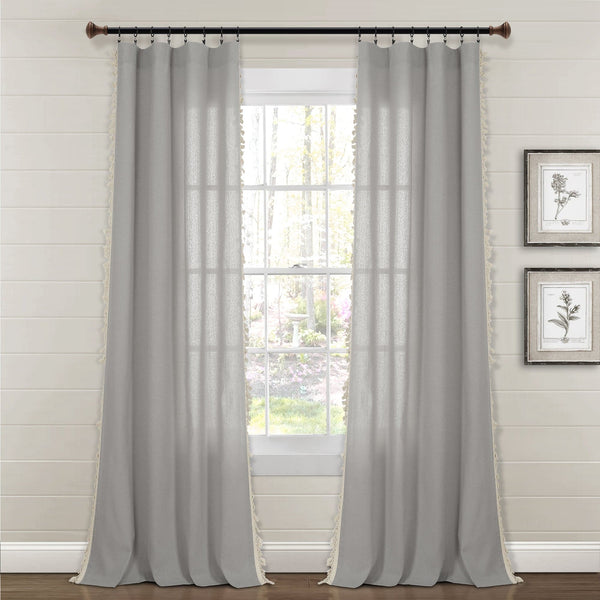Lush Decor Faux Linen Tassel Window Curtain Panel