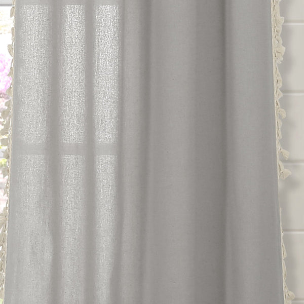 Lush Decor Faux Linen Tassel Window Curtain Panel