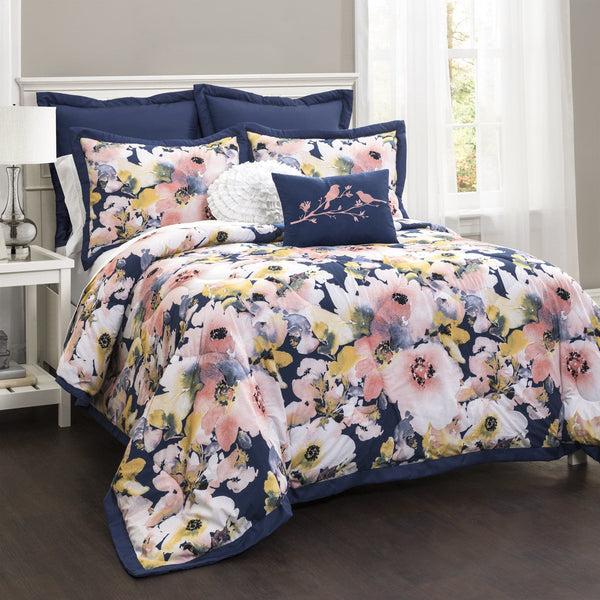 Lush Decor Floral Watercolor Comforter 7 Piece Set