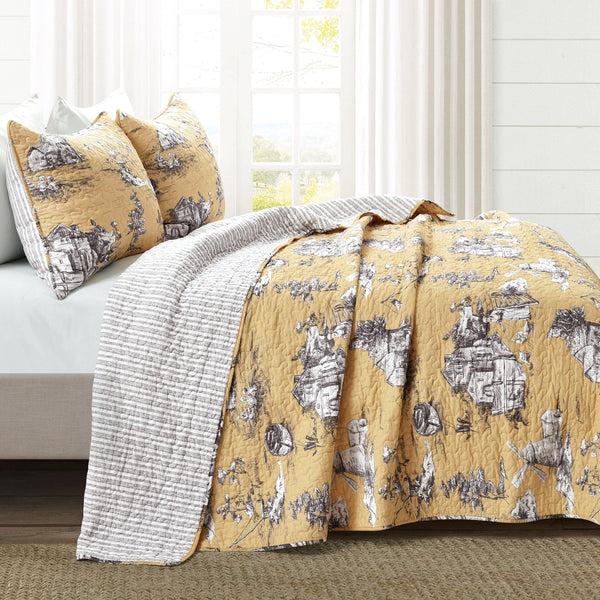 Lush Decor French Country Toile 3 Piece Quilt Set
