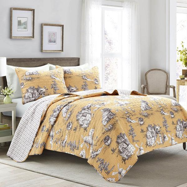 Lush Decor French Country Toile 3 Piece Quilt Set