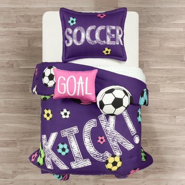 Lush Decor Girls Soccer Kick Comforter Set