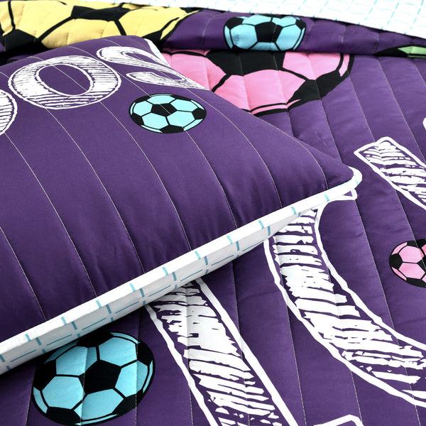 Lush Decor Girls Soccer Kick Quilt Set