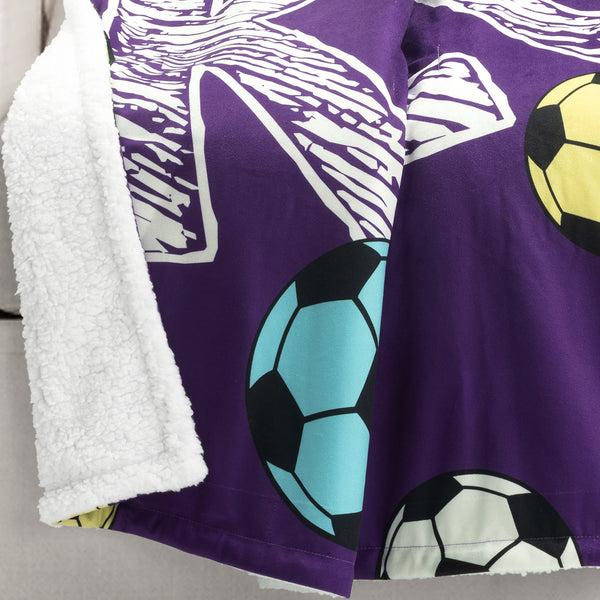Lush Decor Girls Soccer Kick Sherpa Throw