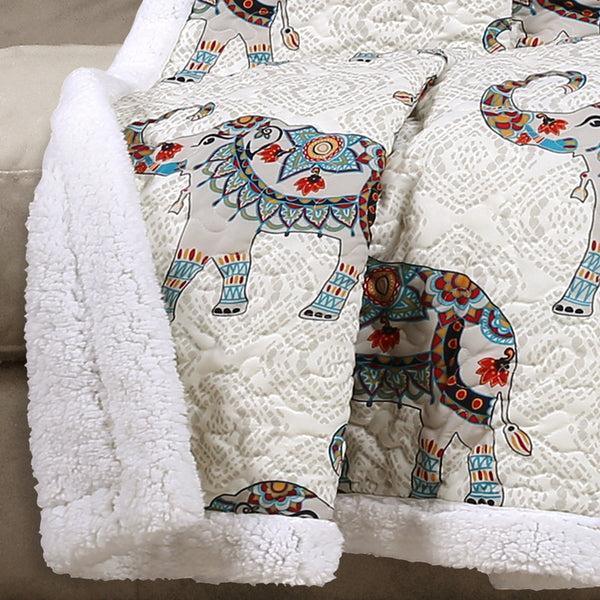Lush Decor Hati Elephants Throw Sherpa