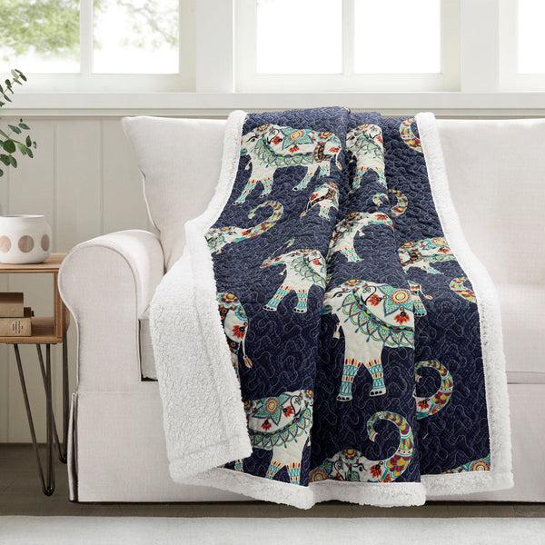 Lush Decor Hati Elephants Throw Sherpa