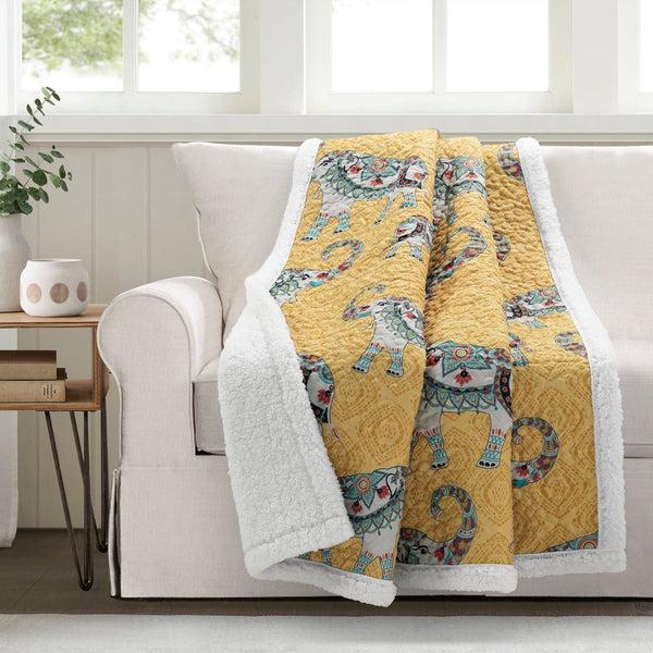 Lush Decor Hati Elephants Throw Sherpa
