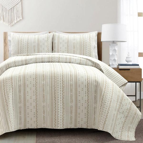 Lush Decor Hygge Stripe 3 Piece Quilt Set
